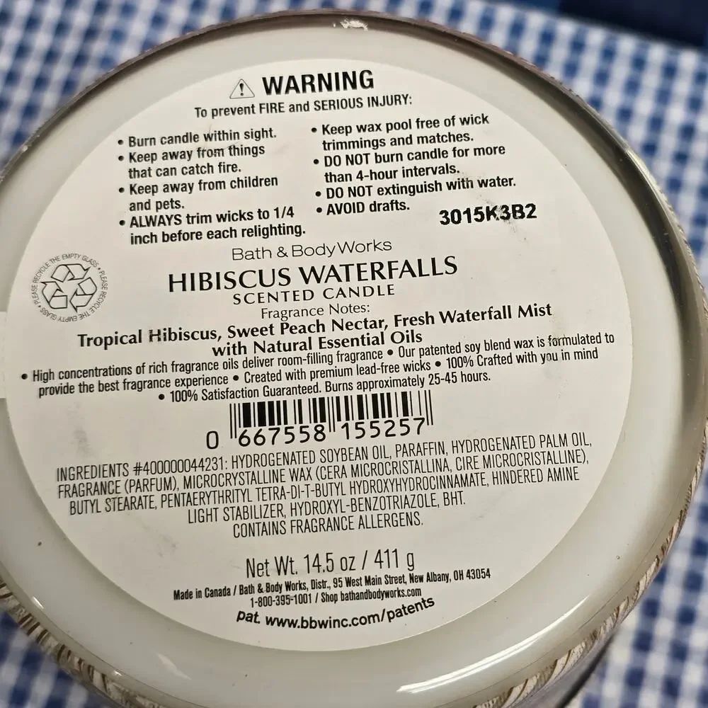 BBW Hibiscus Waterfalls Botanical Jar Large 3 Wick Candle Home Fragrance Decor